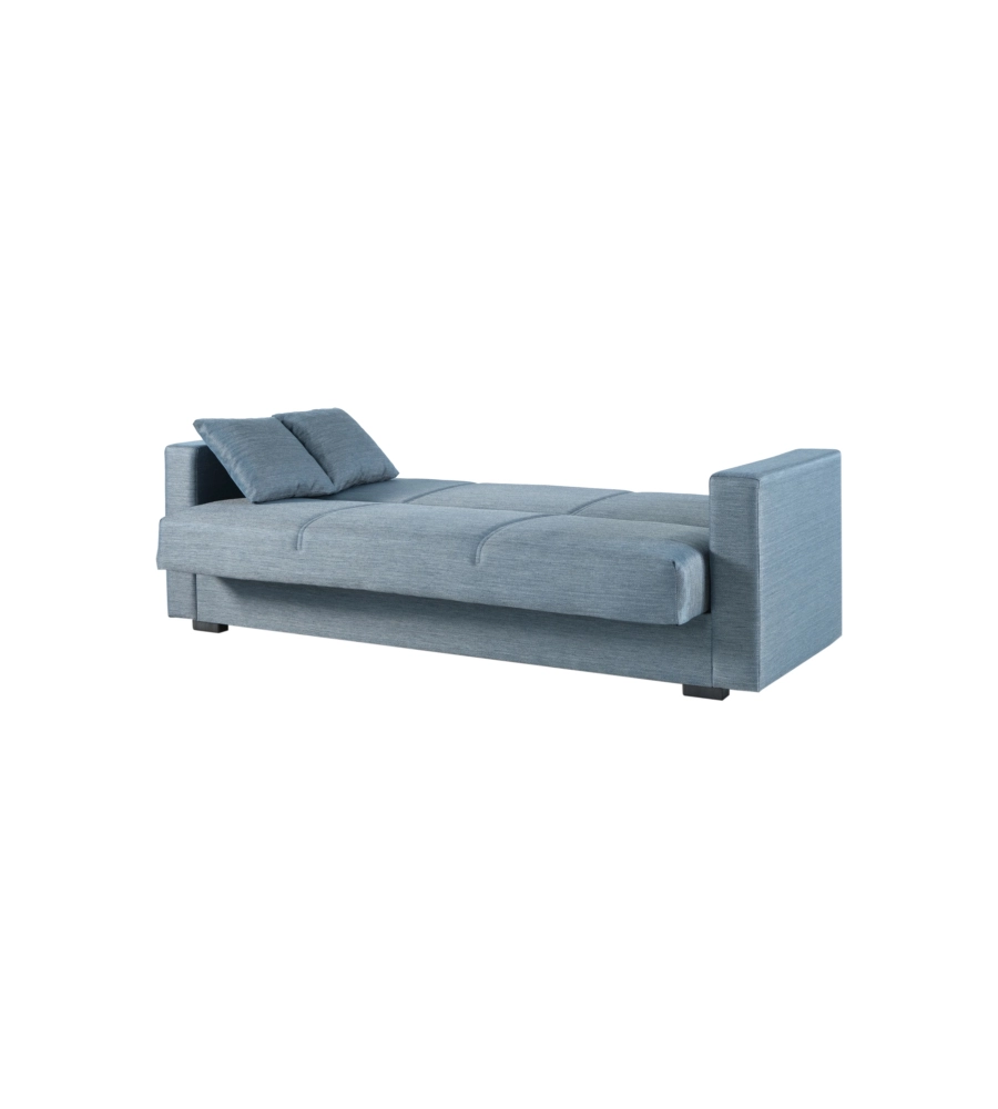 Divano letto "afrodite" 3 posti in tessuto grigio-blu, 212x80x87 cm